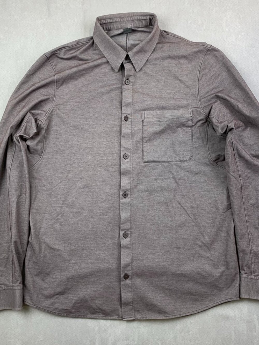 Lululemon Mens Shirt Medium Purple Heather Commission Long Sleeve Button Up